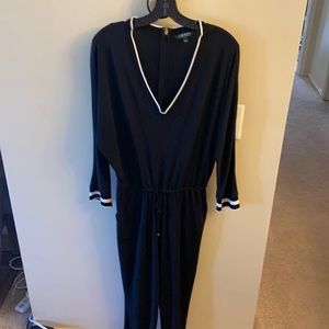Comfy Ralph Lauren Jumpsuit. Casual Look w/Ribbed Sleeves; Open Leg.